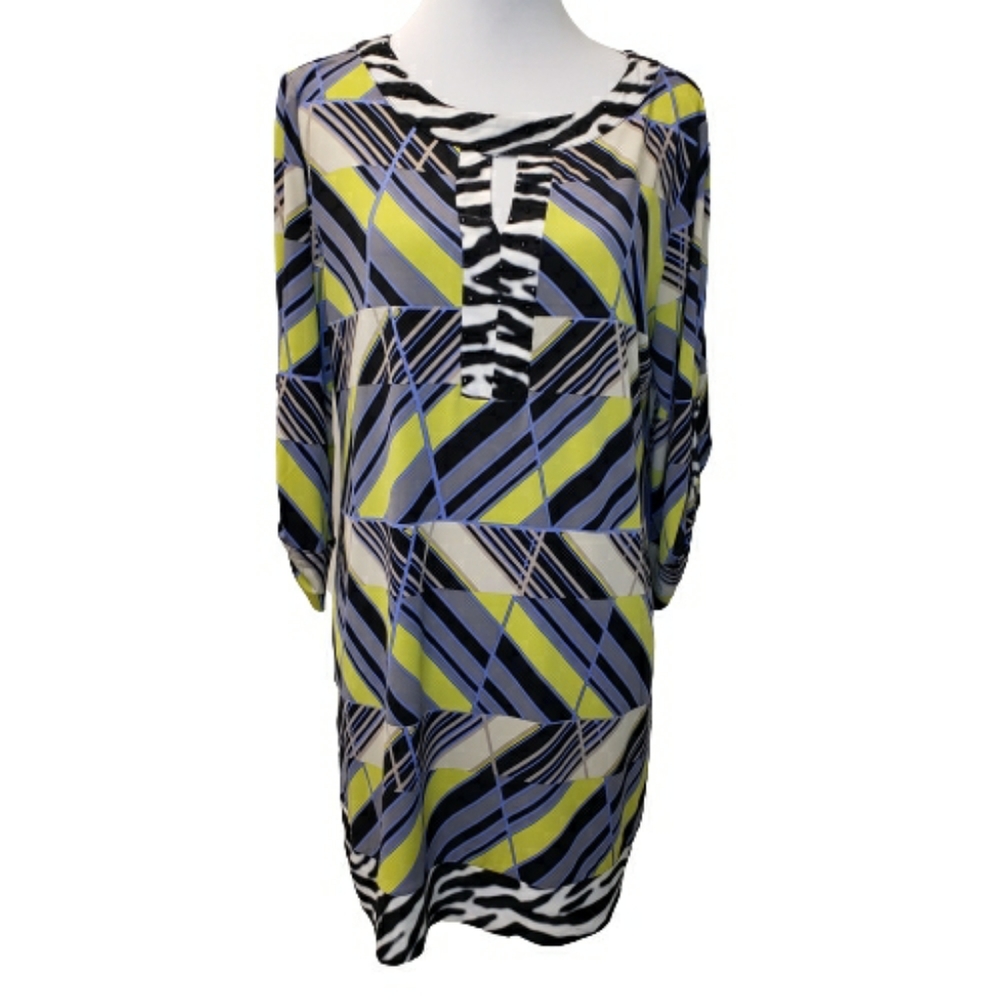 Alfani Tunic Shift Dress Geometric Print Sz L